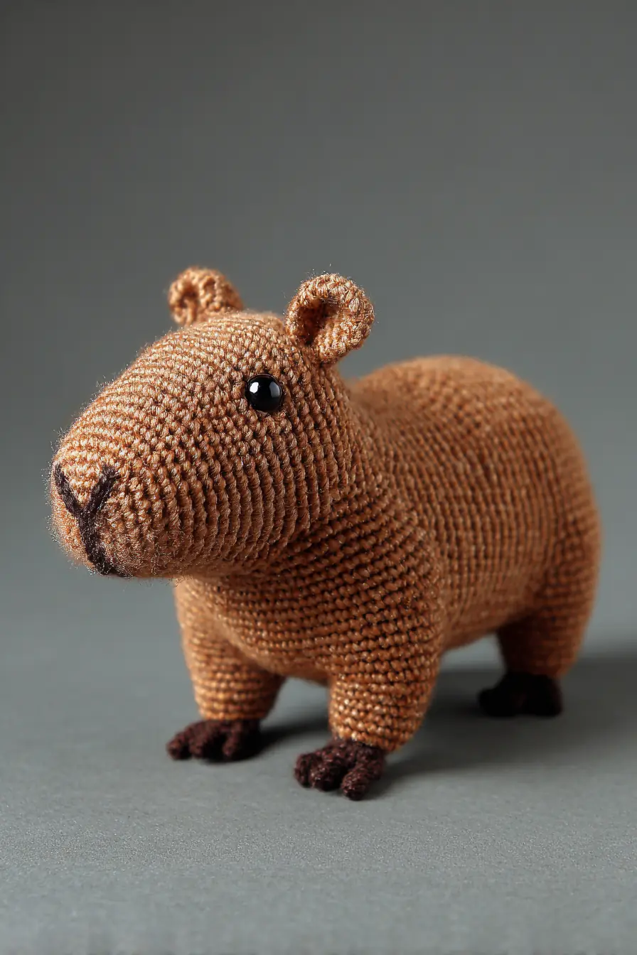 Amigurumi Capybara — Brown Cotton Crochet Plush (approx. 6 in / 15 cm)