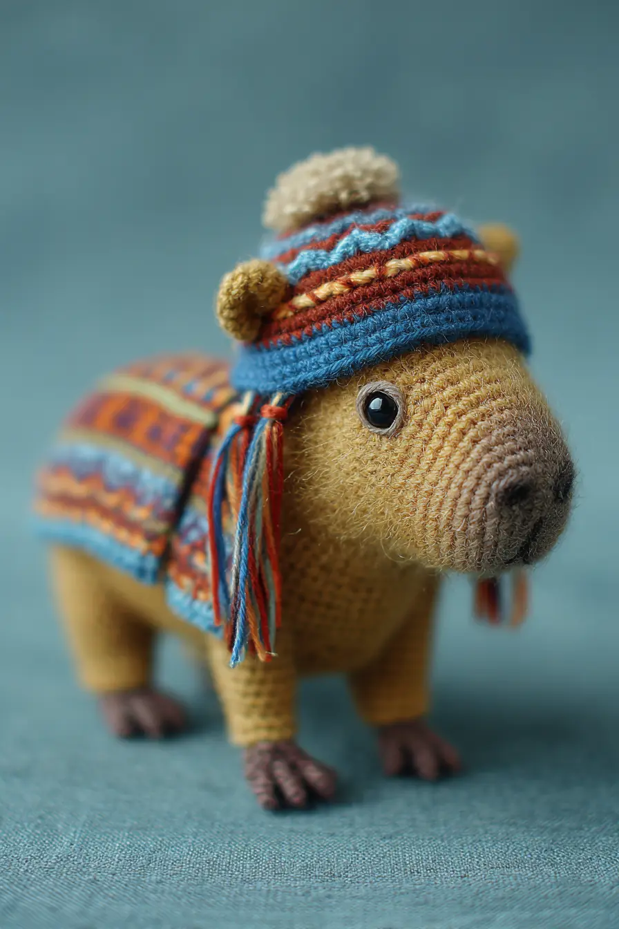 Amigurumi Capybara with Colorwork Hat — Crochet Pattern & Materials