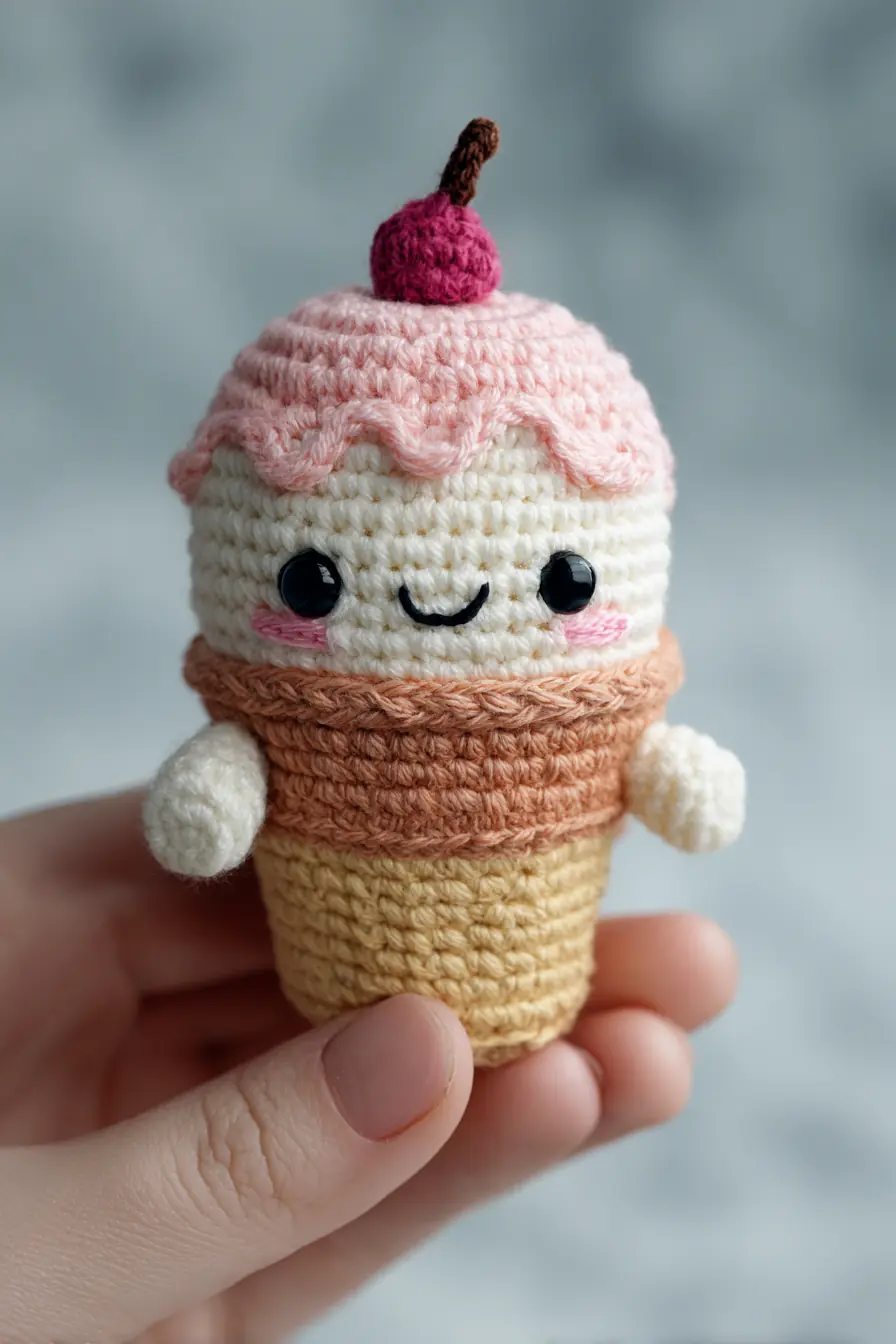 Amigurumi Ice Cream Cone Plush Crochet Pattern — Mini Kawaii Toy
