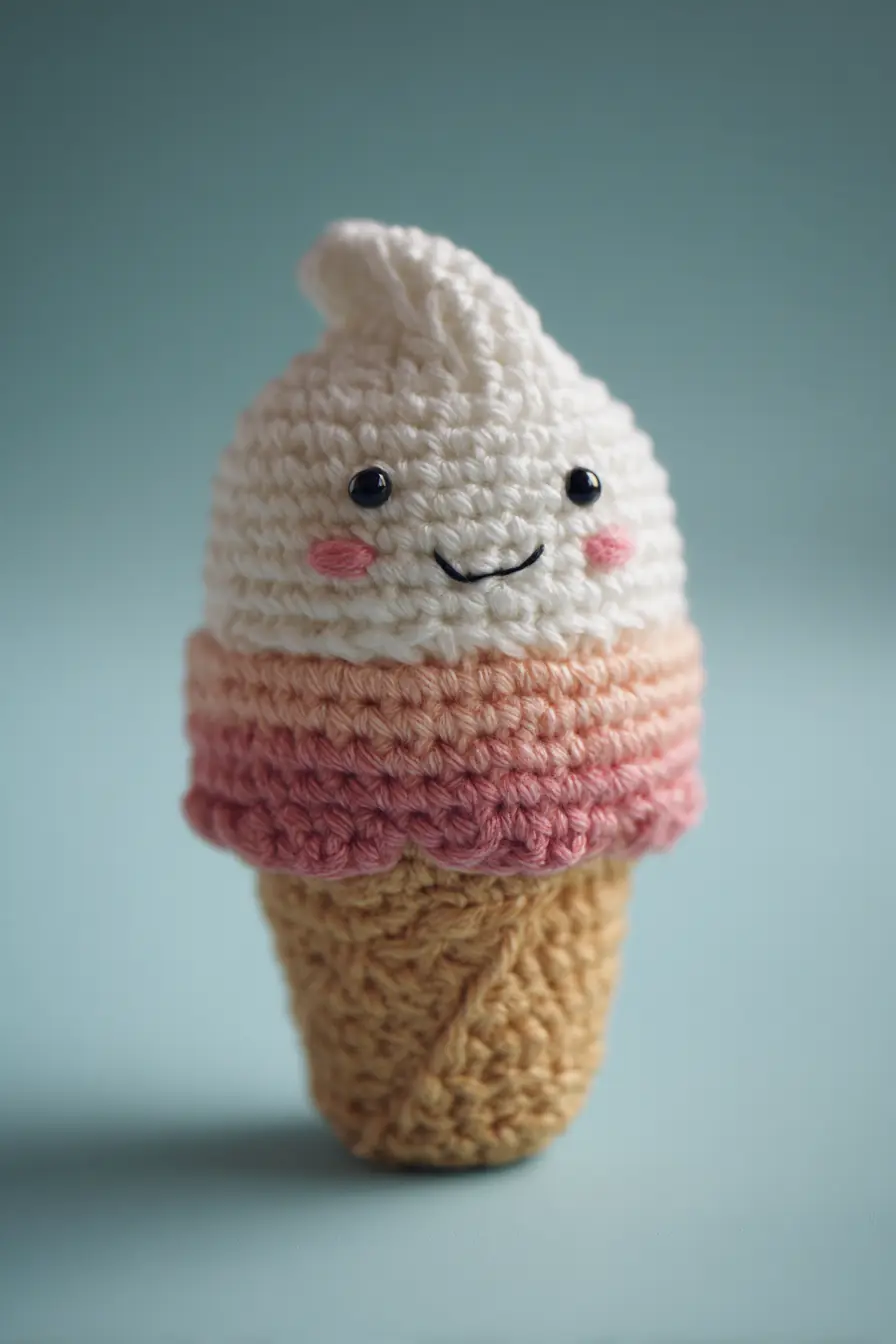 Amigurumi Ice Cream Cone Crochet Pattern — Soft Toy, Worsted Yarn & Safety Eyes