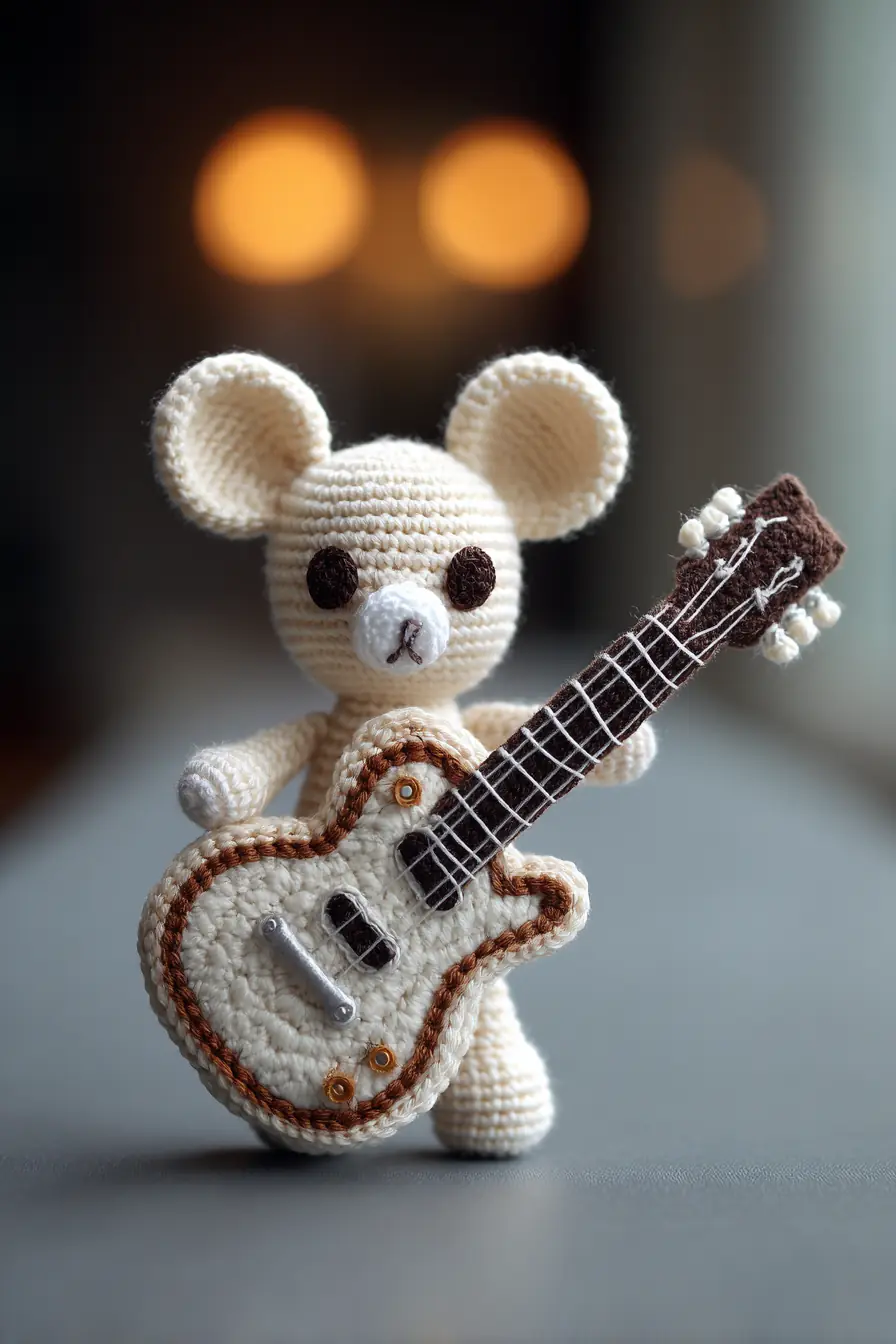 Amigurumi Bear with Mini Crochet Electric Guitar — Pattern, Materials & Tips