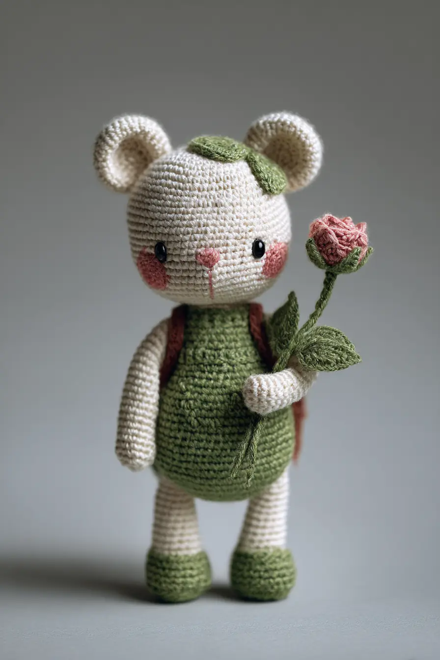 Amigurumi Bear with Rose — Crochet Pattern, Materials & Safety Tips