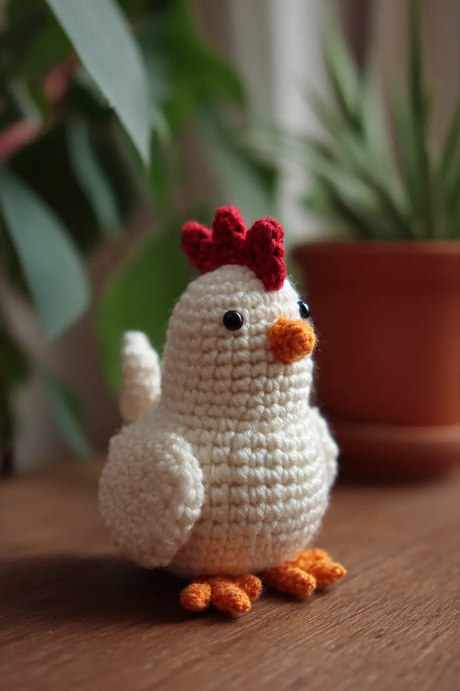 Amigurumi Chicken Crochet Pattern — Worsted Yarn, Safety Eyes, 4–5 in Tall