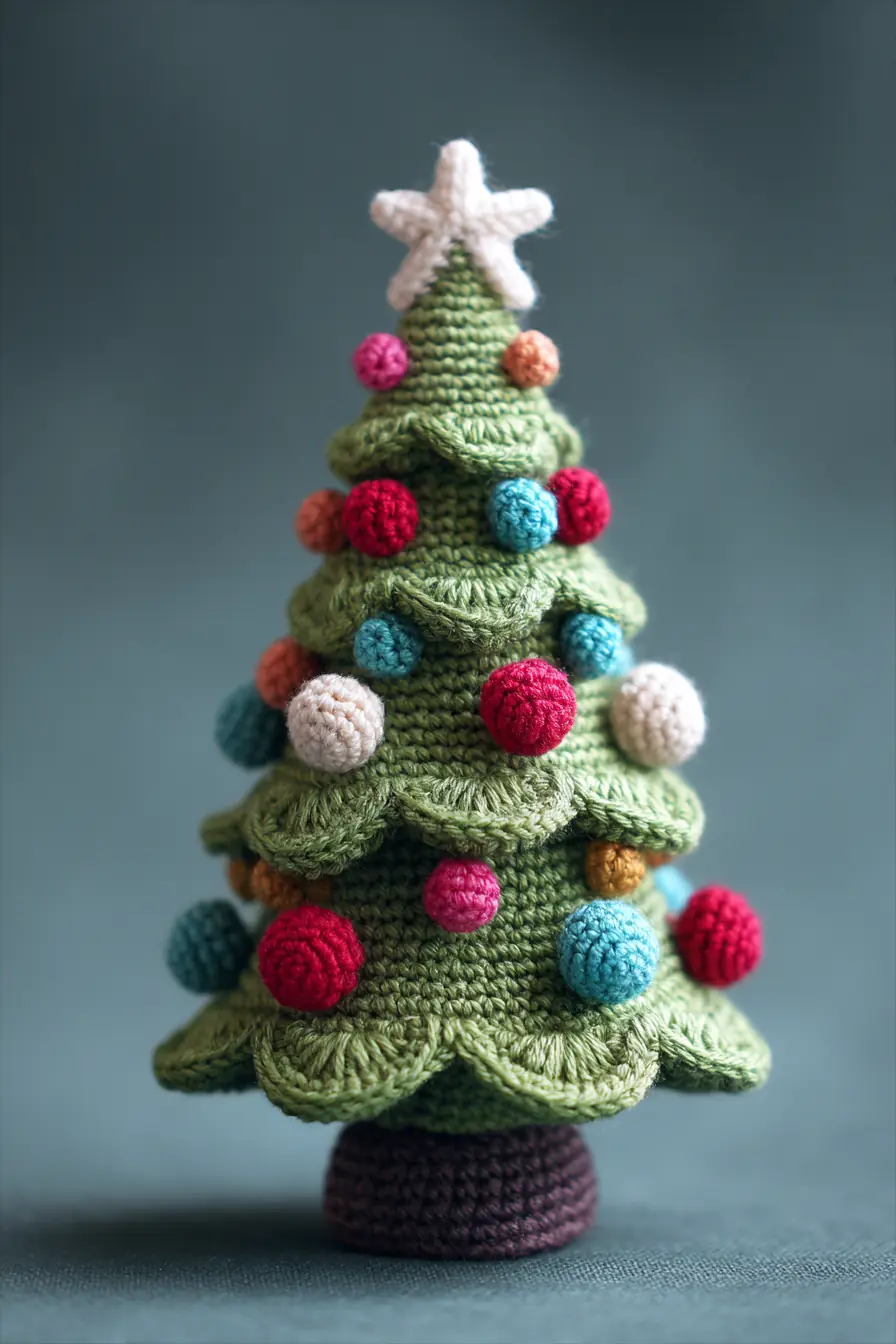 Amigurumi Christmas Tree Crochet Pattern — Mini Scallop Tree with Ornaments