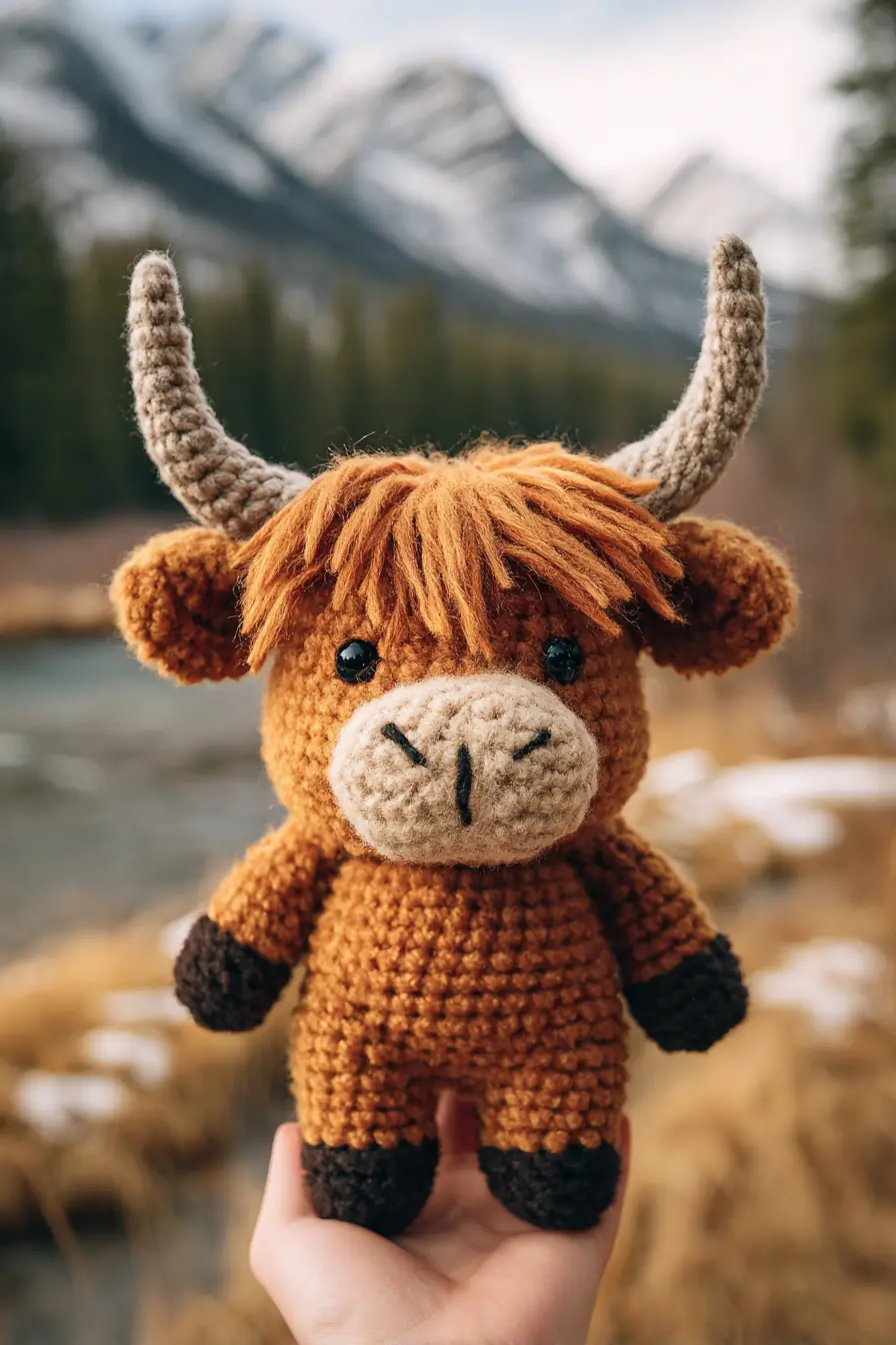 Amigurumi Highland Cow Crochet Pattern — Worsted Yarn, Simple Stitches