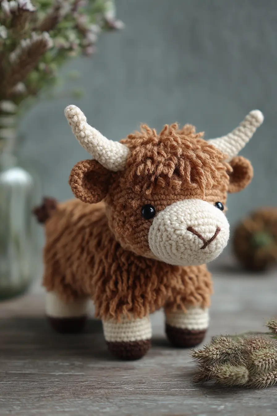 Amigurumi Highland Cow — Crochet Plush Pattern with Fluffy Texture