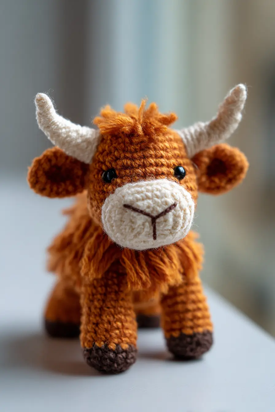 Amigurumi Highland Cow Crochet Toy — Worsted Weight Plush (6–8 in)