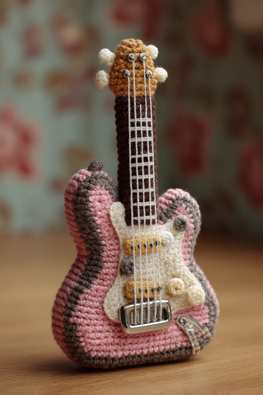 Amigurumi Mini Electric Guitar — Crochet Pattern (Pink & Brown)