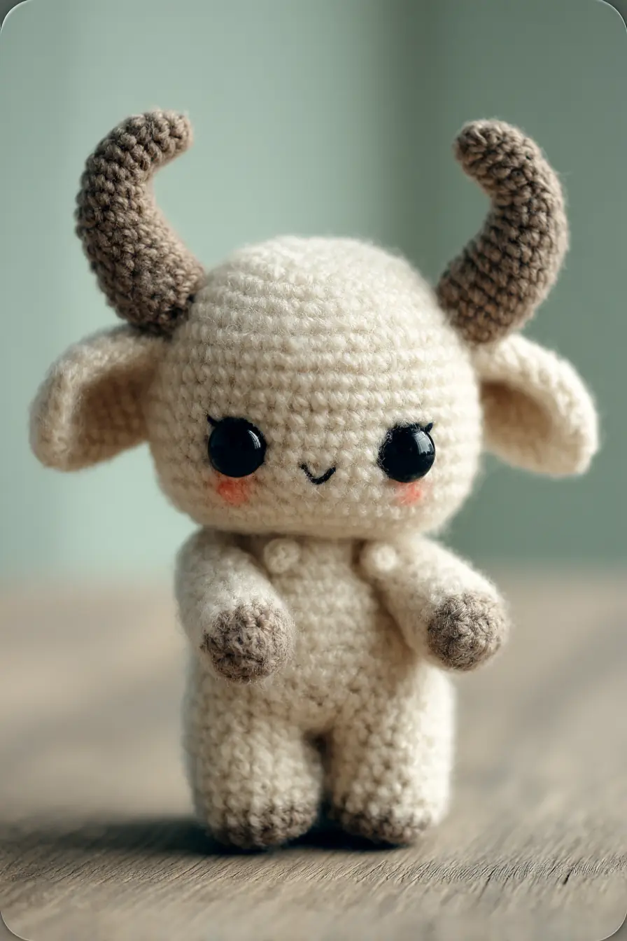 Amigurumi Mini Goat Crochet Pattern — Cute Horned Plush (Worsted Yarn)
