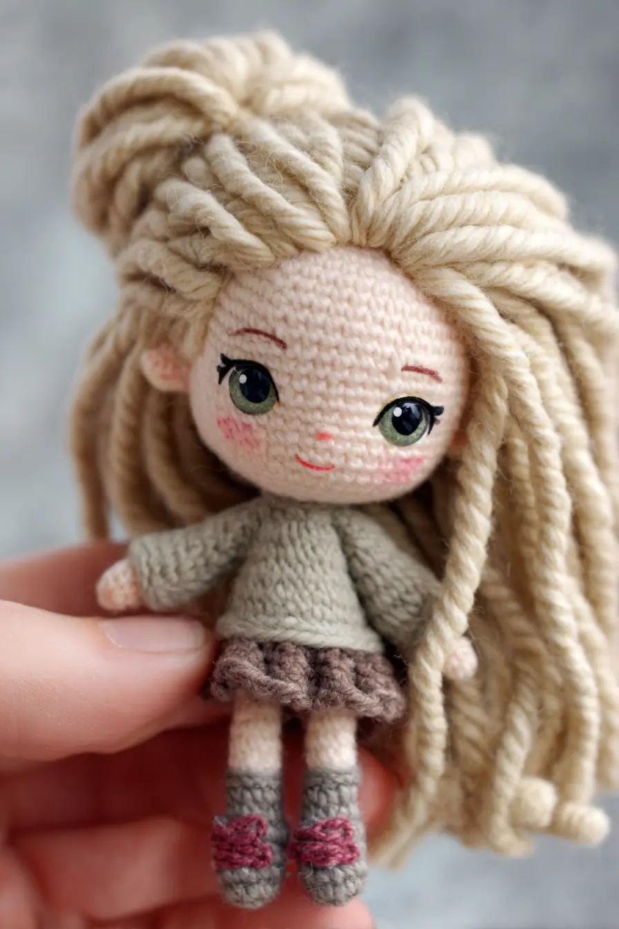 Amigurumi Mini Doll with Yarn Hair — Materials, Stitches & Safety Tips