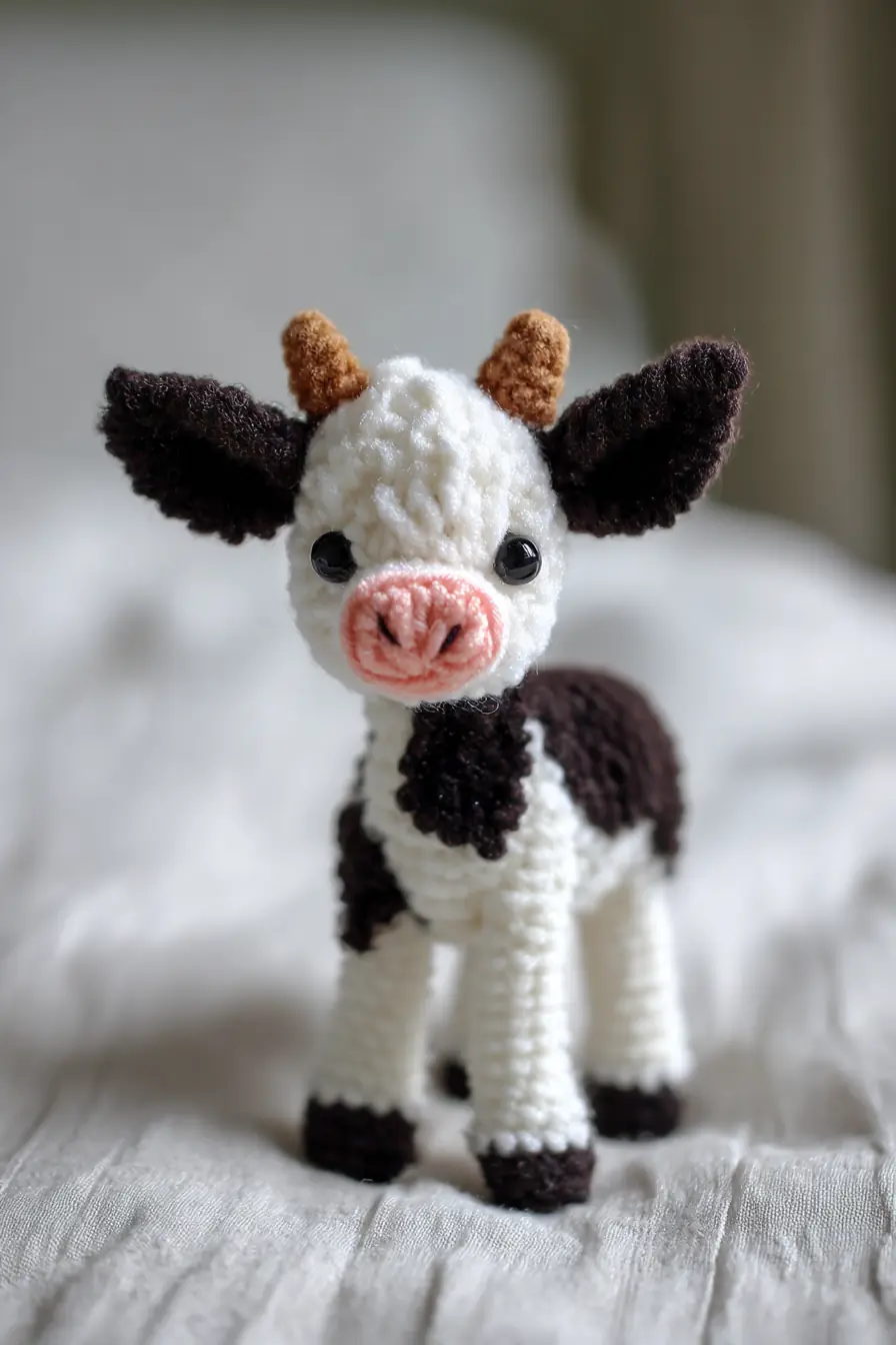 Amigurumi Mini Cow Crochet Pattern – Soft Plush Toy with Contrast Patches
