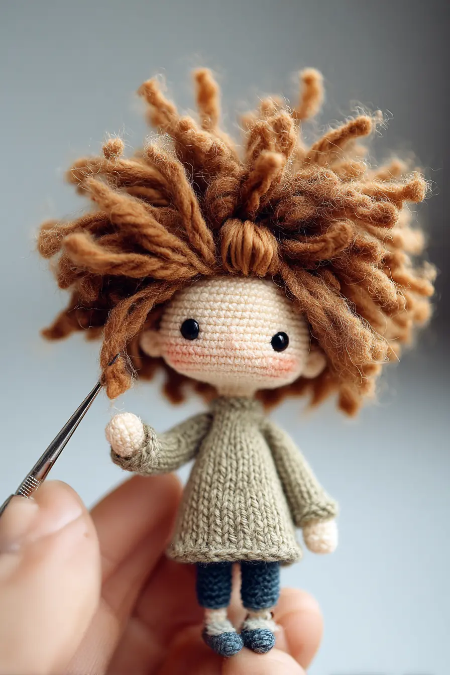 Amigurumi Tiny Doll with Curly Yarn Hair — Materials, Stitches & Safety Tips