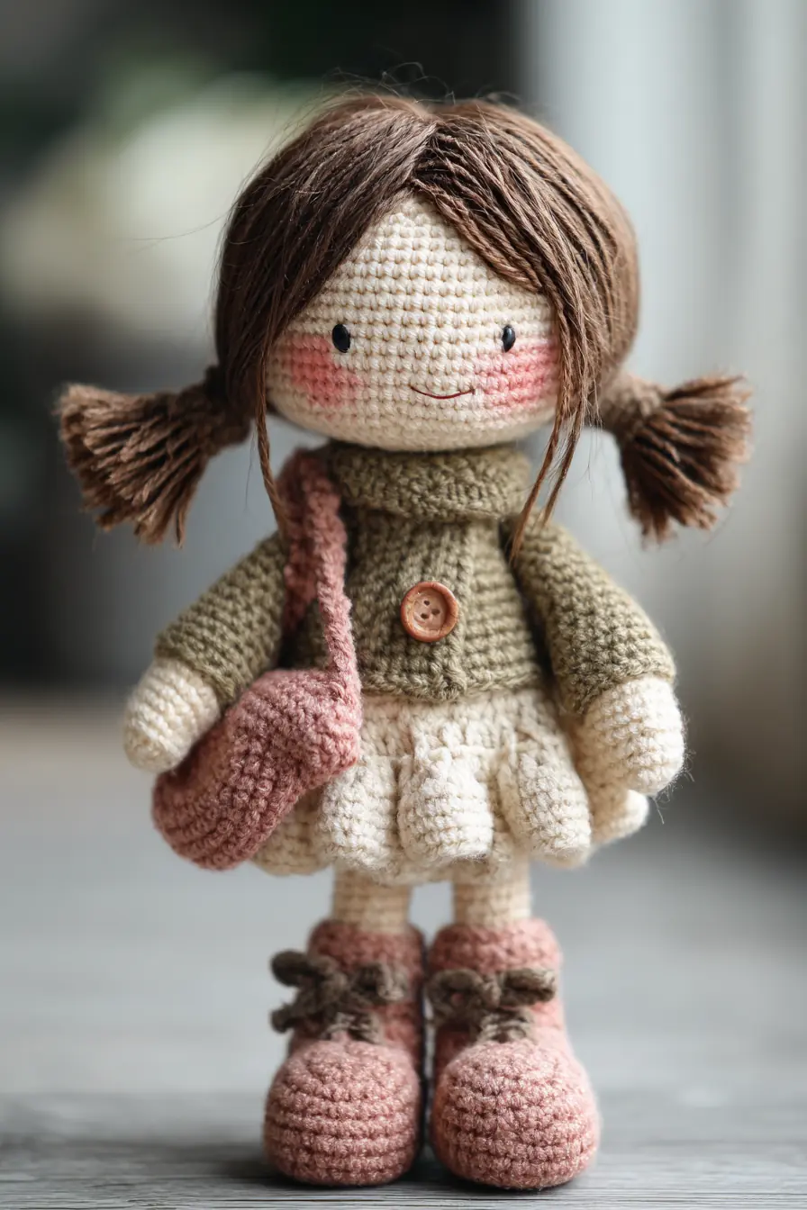 Amigurumi Girl Doll Crochet Pattern — Sweater, Skirt, Boots & Bag