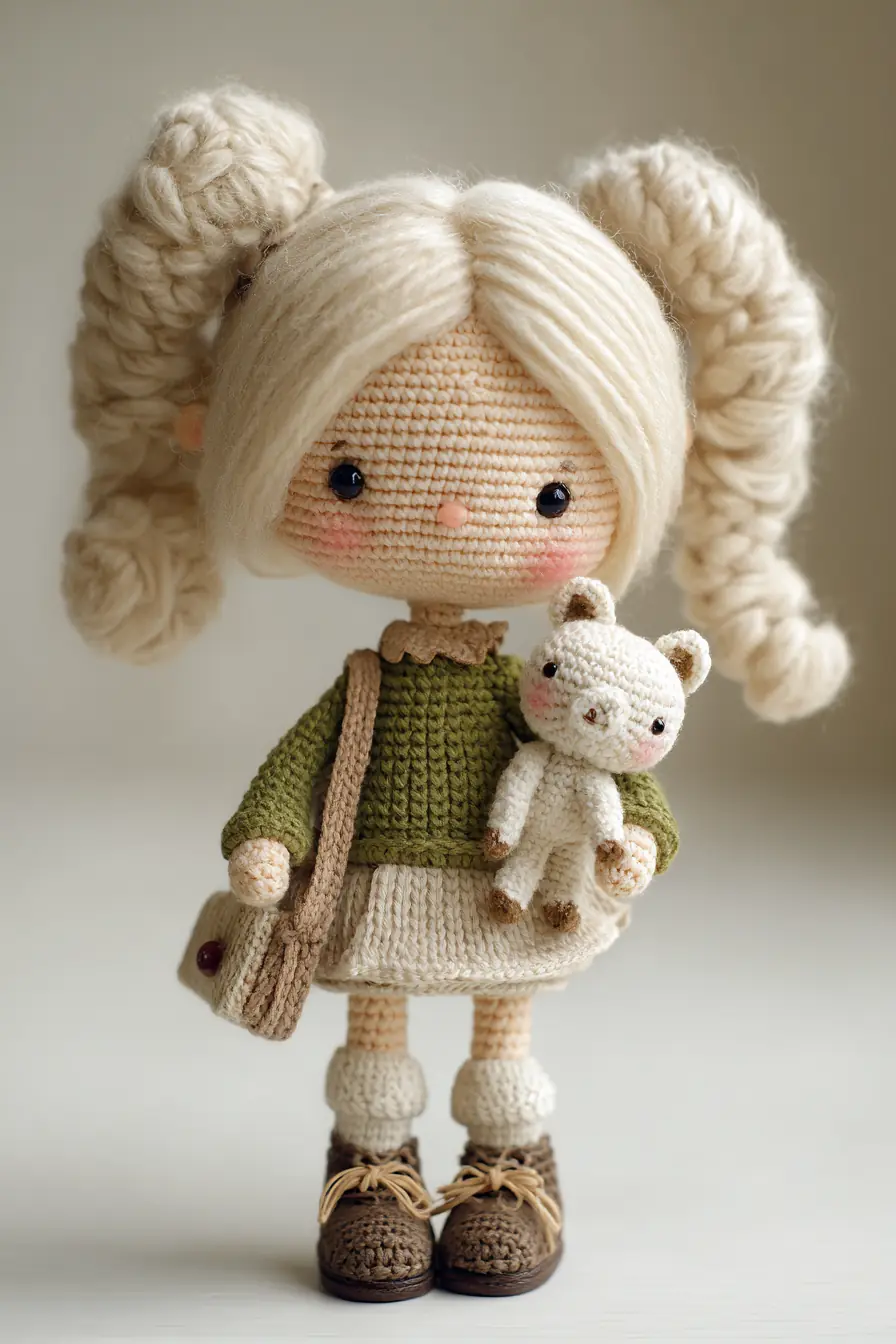 Amigurumi Girl Doll with Teddy — Crochet Pattern, Materials & Tips