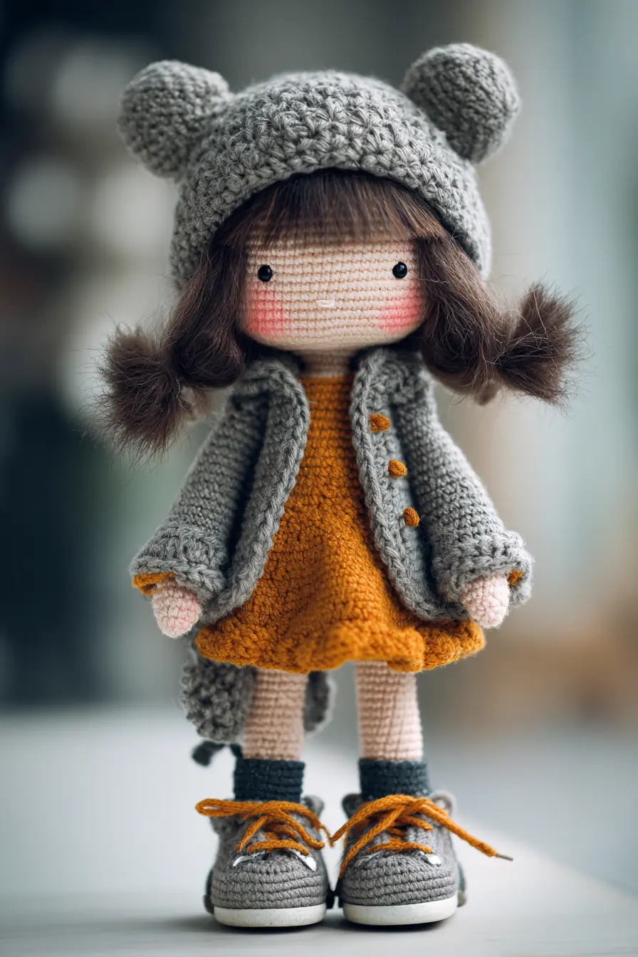 Amigurumi Girl Doll with Coat, Hat & Shoes — Crochet Pattern & Materials