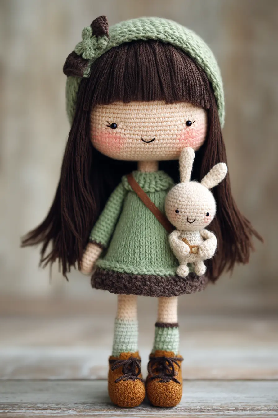 Amigurumi Girl Doll with Bunny — Crochet Pattern, Materials & Size Guide