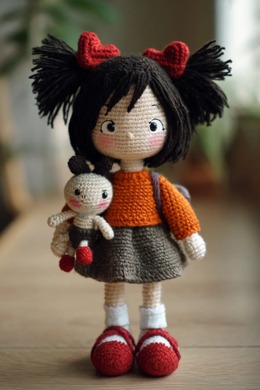 Amigurumi Girl Doll with Bunny — Crochet Pattern, Materials & Tips