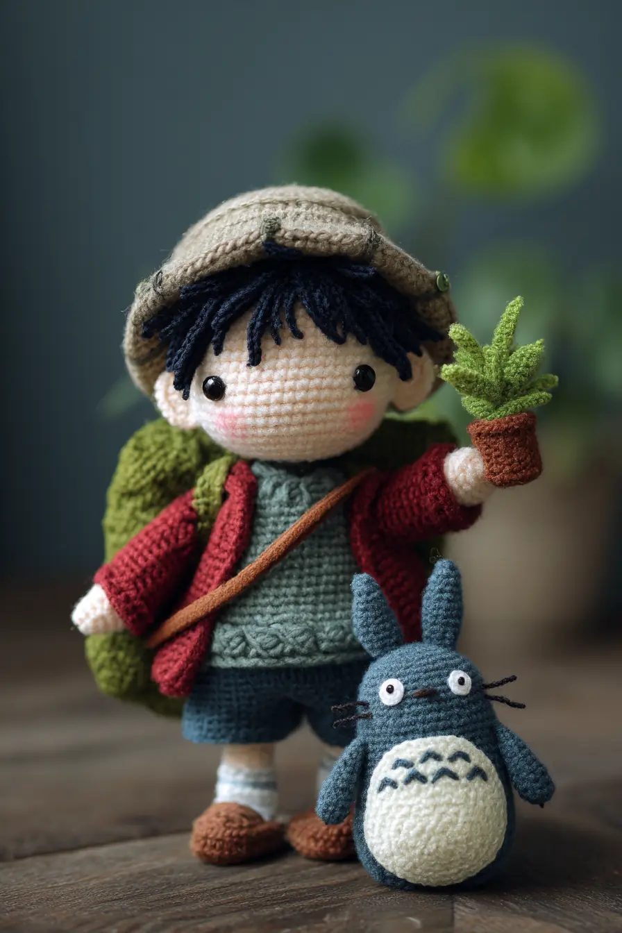 Amigurumi Little Explorer Doll with Mini Totoro — Crochet Pattern & Materials