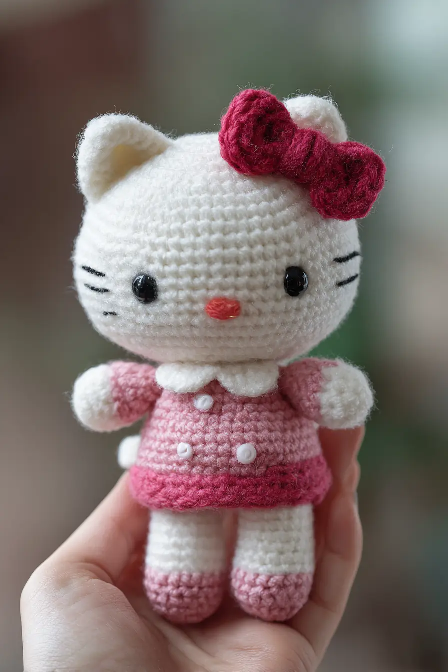 Amigurumi Kitty Doll Crochet Pattern — Cute Handheld Cat with Bow