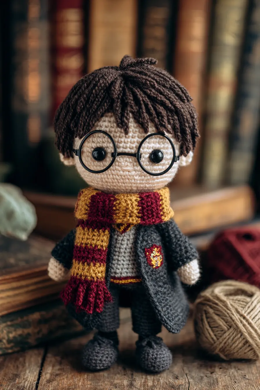 Amigurumi Wizard Doll Crochet Pattern — Round Glasses & Striped Scarf