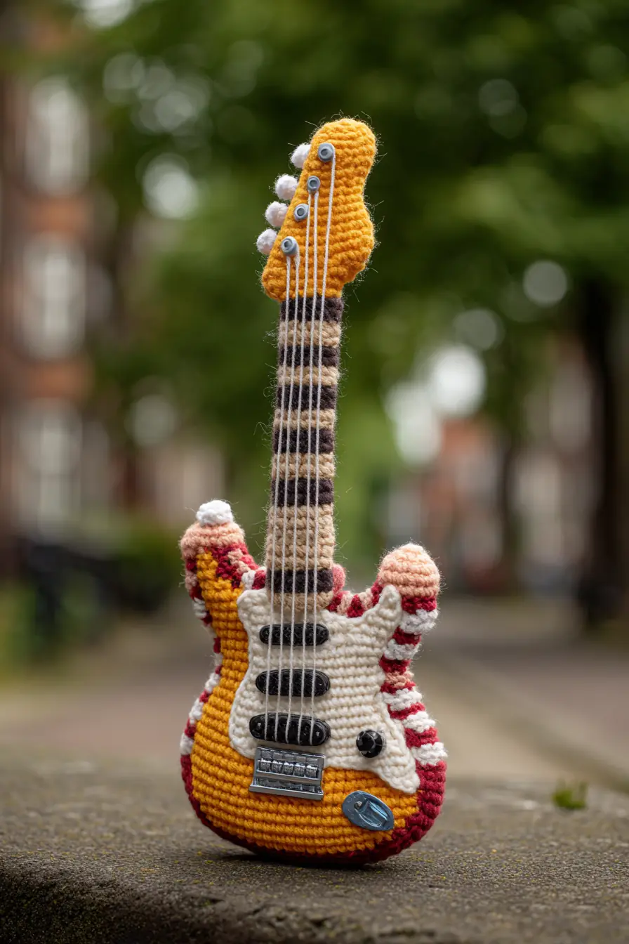 Amigurumi Electric Guitar Crochet Pattern — Mini Striped Toy Guitar