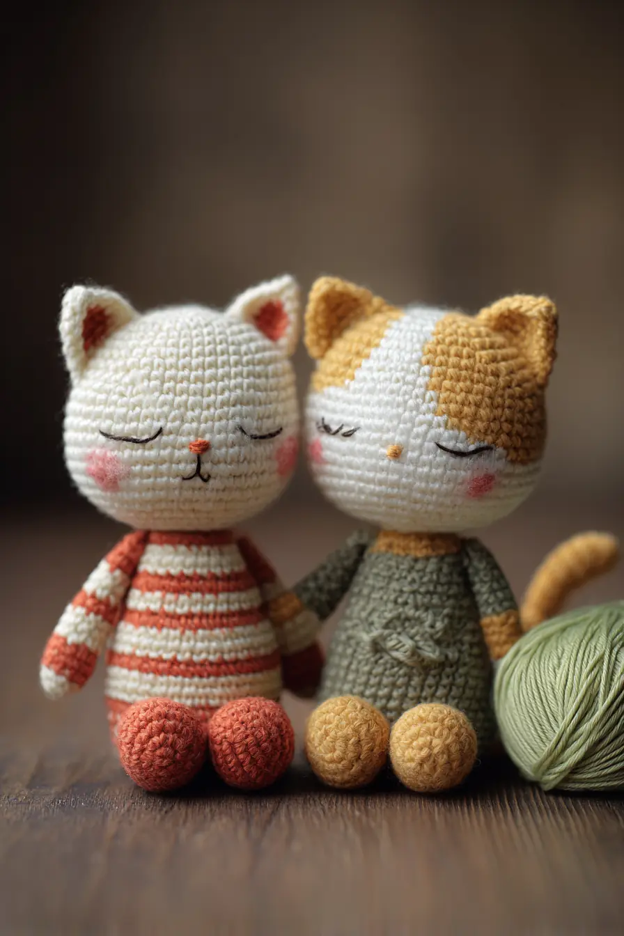 Amigurumi Sleeping Cat Duo — Crochet Pattern for Small Soft Dolls