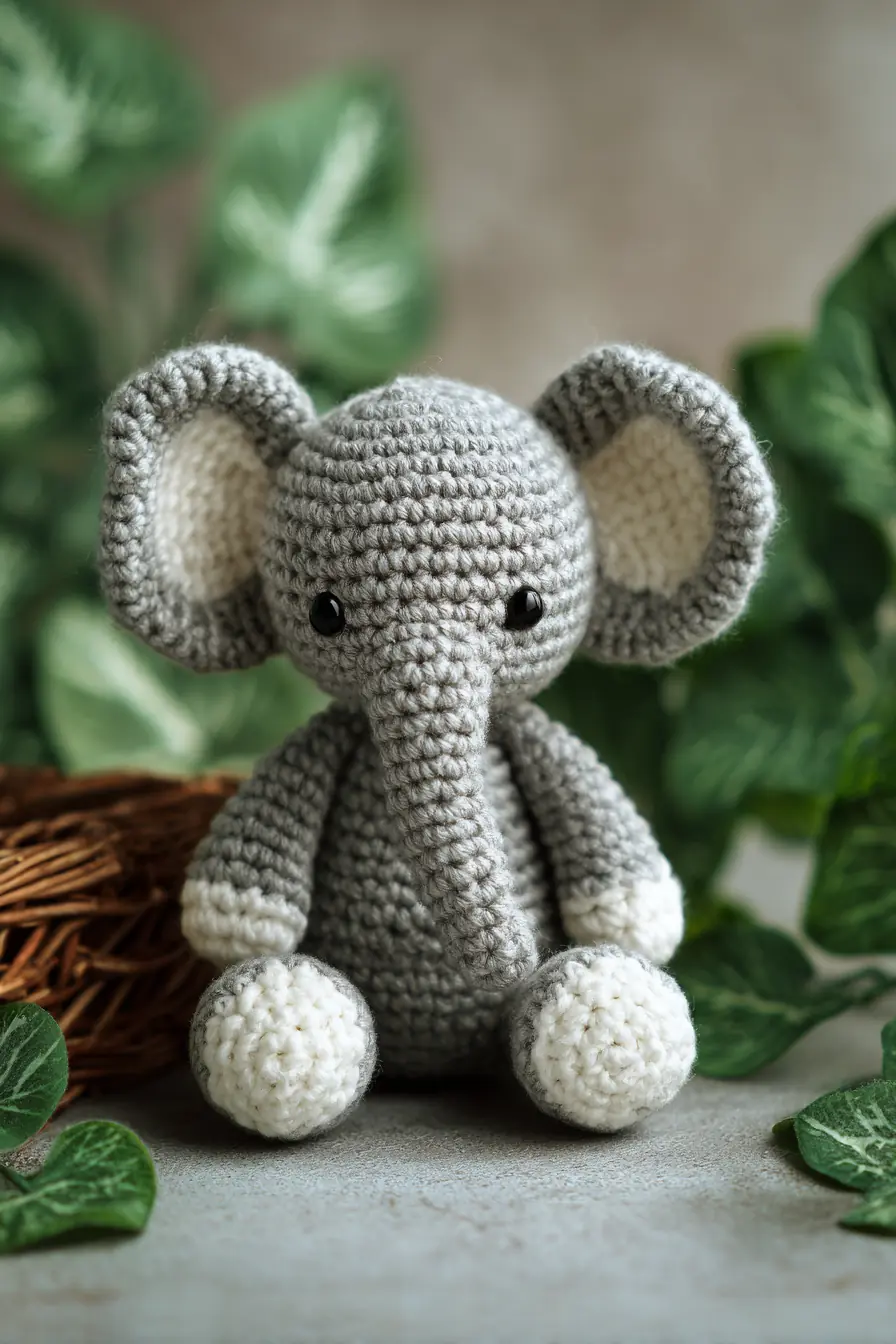 Amigurumi Elephant Crochet Pattern — Soft Grey Toy (6–8 in)