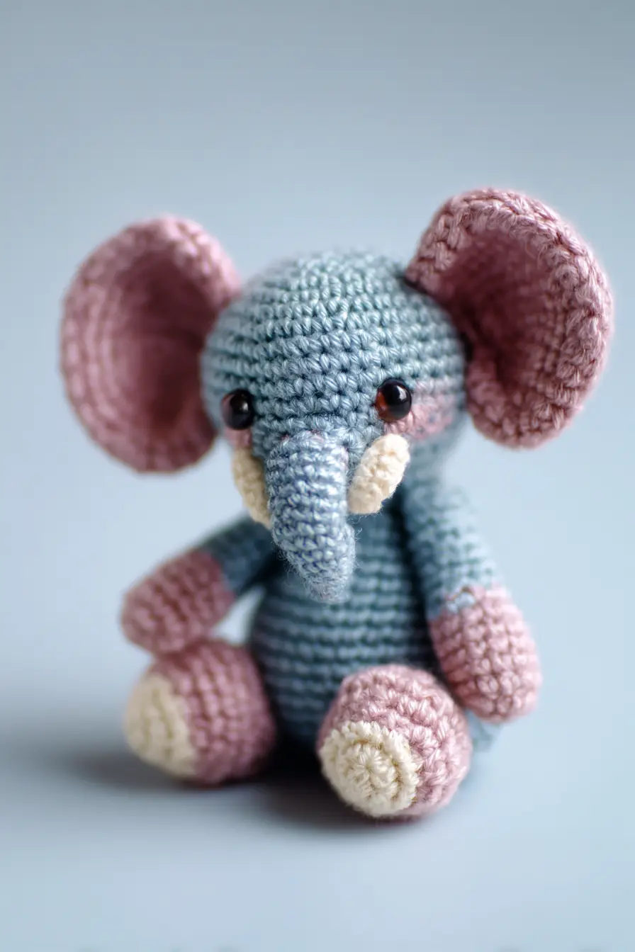 Amigurumi Elephant Crochet Pattern — Worsted Yarn, Safety Eyes, 4–6 in Tall