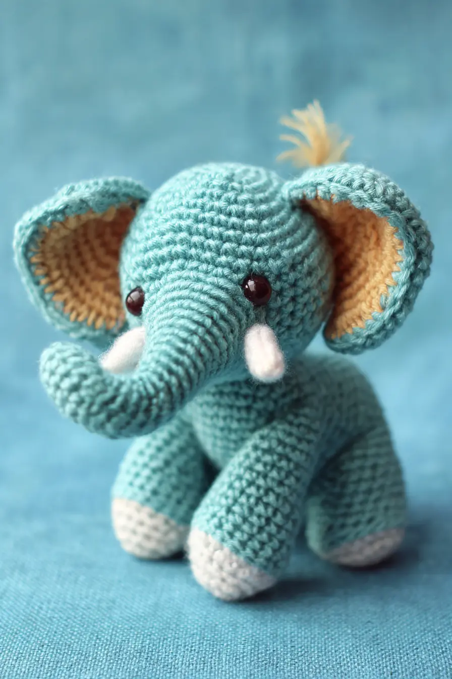 Amigurumi Elephant Crochet — Worsted Yarn, Safety Eyes, Medium Plush Toy