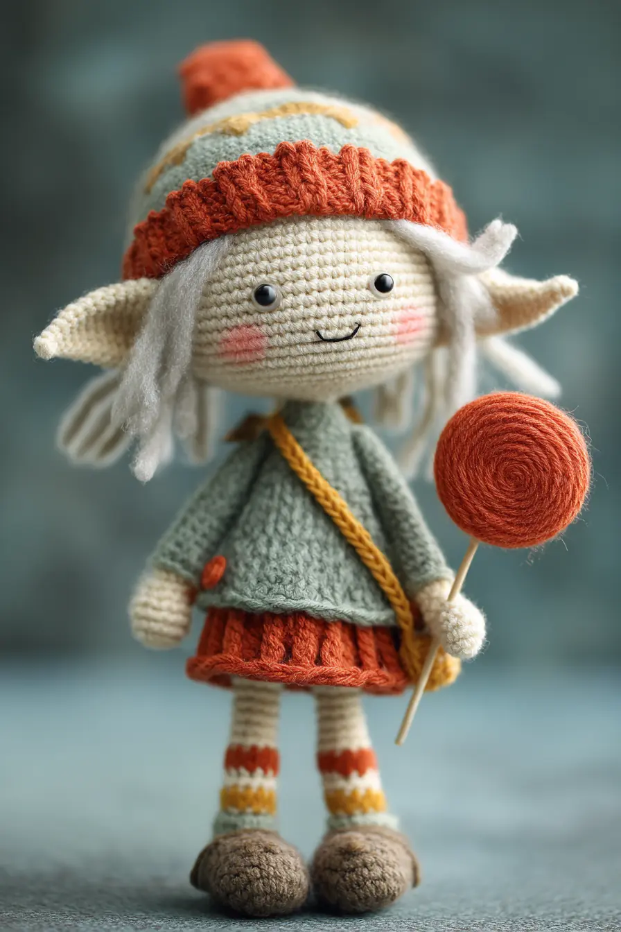 Amigurumi Elf Doll with Ribbed Hat and Lollipop — Crochet Pattern & Tips