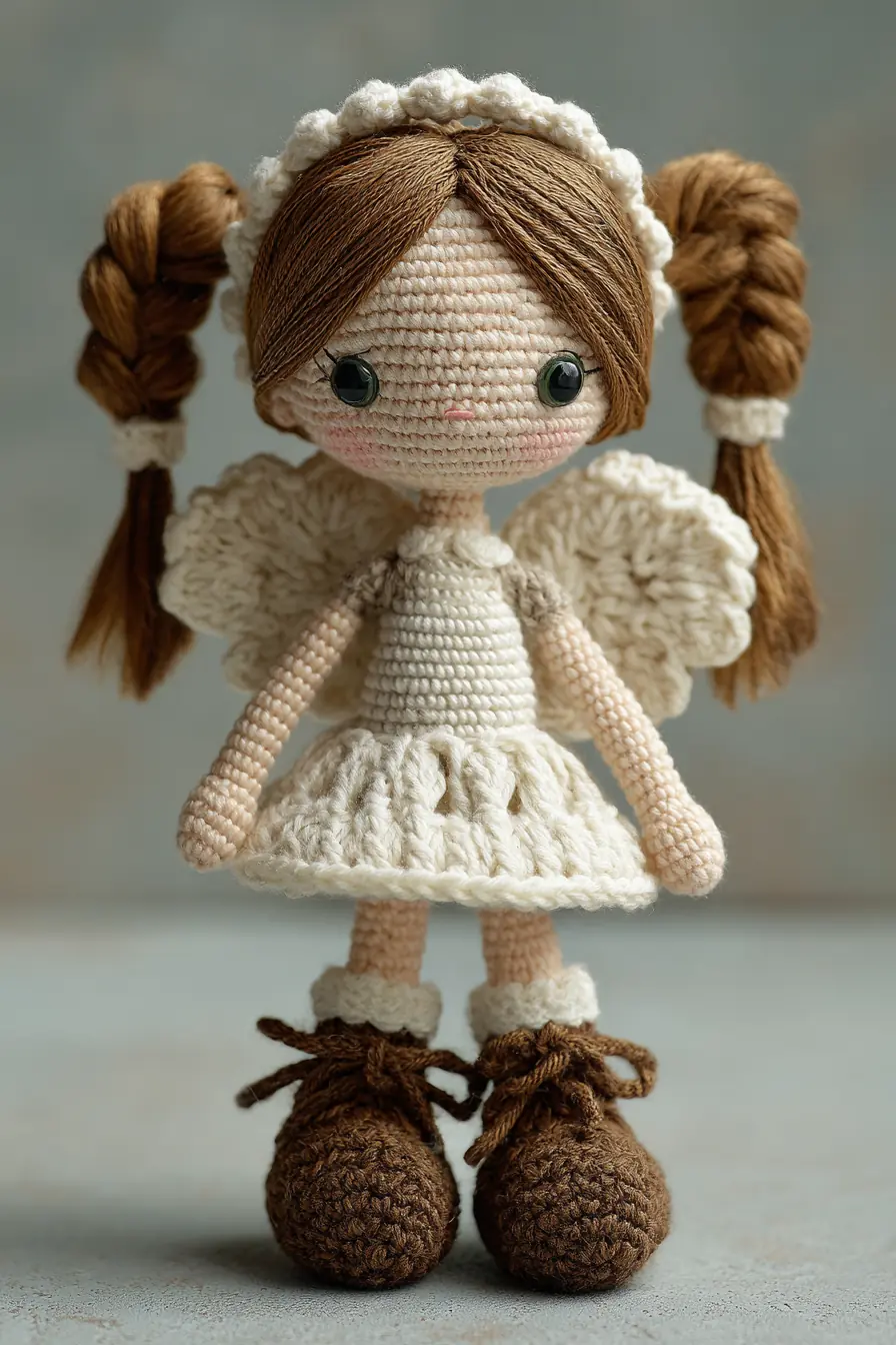 Amigurumi Angel Doll Pattern — Crochet Doll with Wings, Braids & Boots