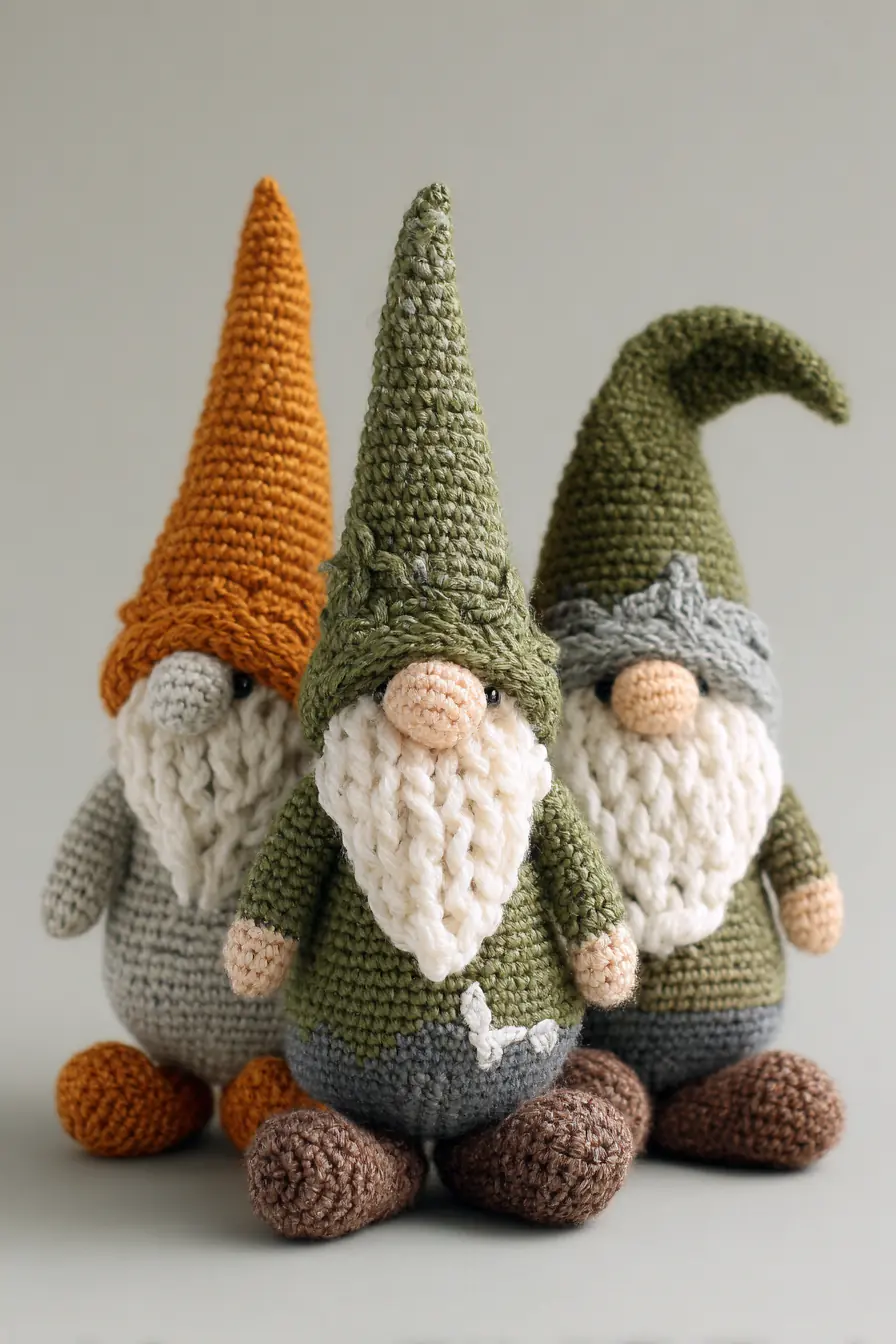 Amigurumi Gnome Crochet Pattern — Worsted Yarn, Single Crochet, Bearded Toy