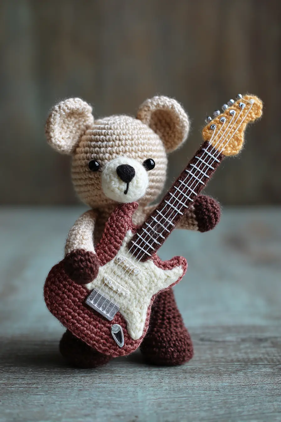 Amigurumi Rocker Bear with Mini Electric Guitar — Crochet Pattern & Tips