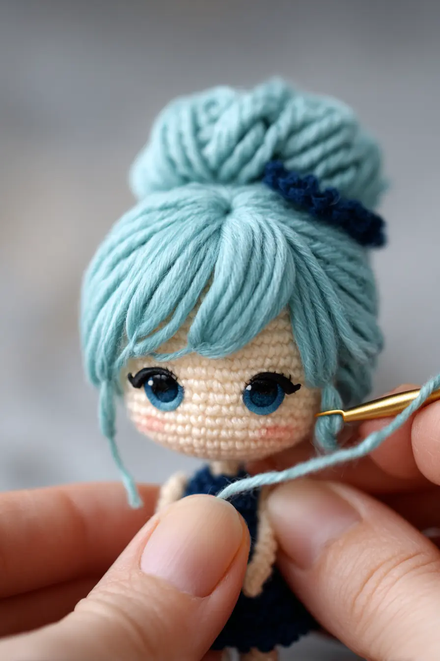Amigurumi Doll with Yarn Topknot — Materials, Stitches & Safety Tips