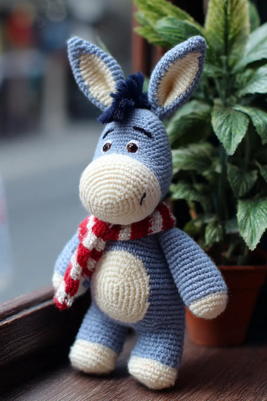 Amigurumi Donkey Crochet Pattern — Small Soft Toy (Single Crochet, Muzzle & Scarf)
