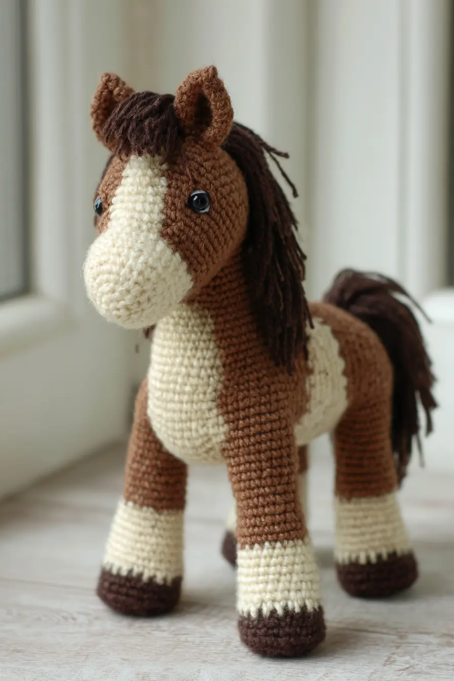 Amigurumi Pony Crochet Pattern — Brown & Cream Horse Toy