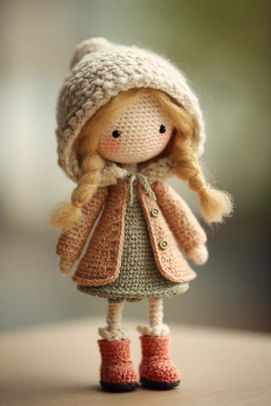 Amigurumi Hooded Girl Doll Crochet Pattern — Braids, Coat & Boots (18–22 cm)