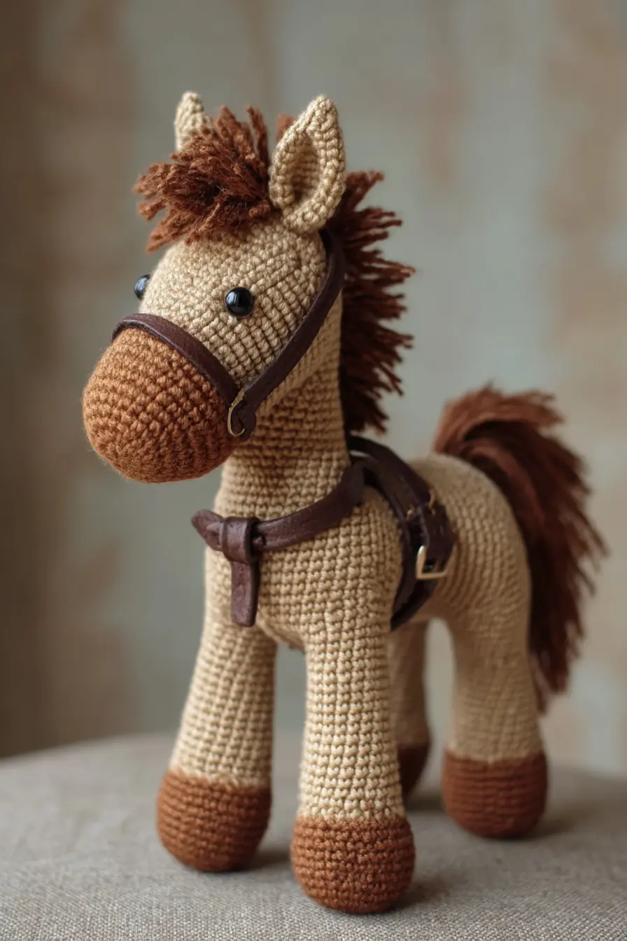 Amigurumi Horse Crochet Pattern — Mane, Tack & Hooves (8–10 in, kid-safe tips)