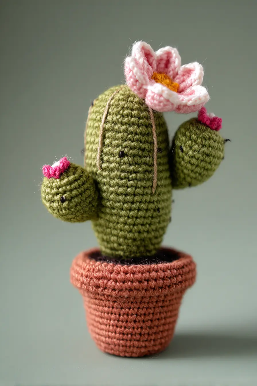 Amigurumi Potted Cactus Crochet — Small Flowered Cactus Pattern