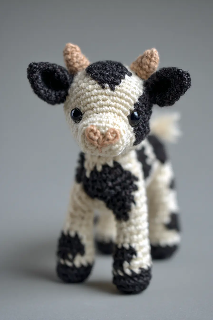 Amigurumi Cow Calf Crochet Pattern — Small Black & White Plush