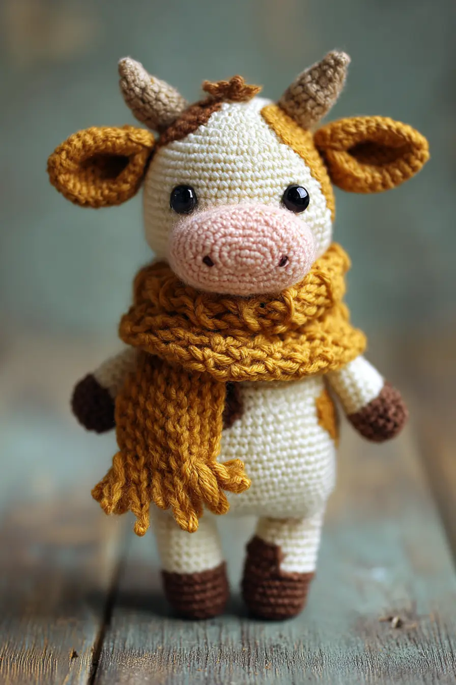 Amigurumi Cow Crochet Pattern — Small Cuddly Cow with Scarf