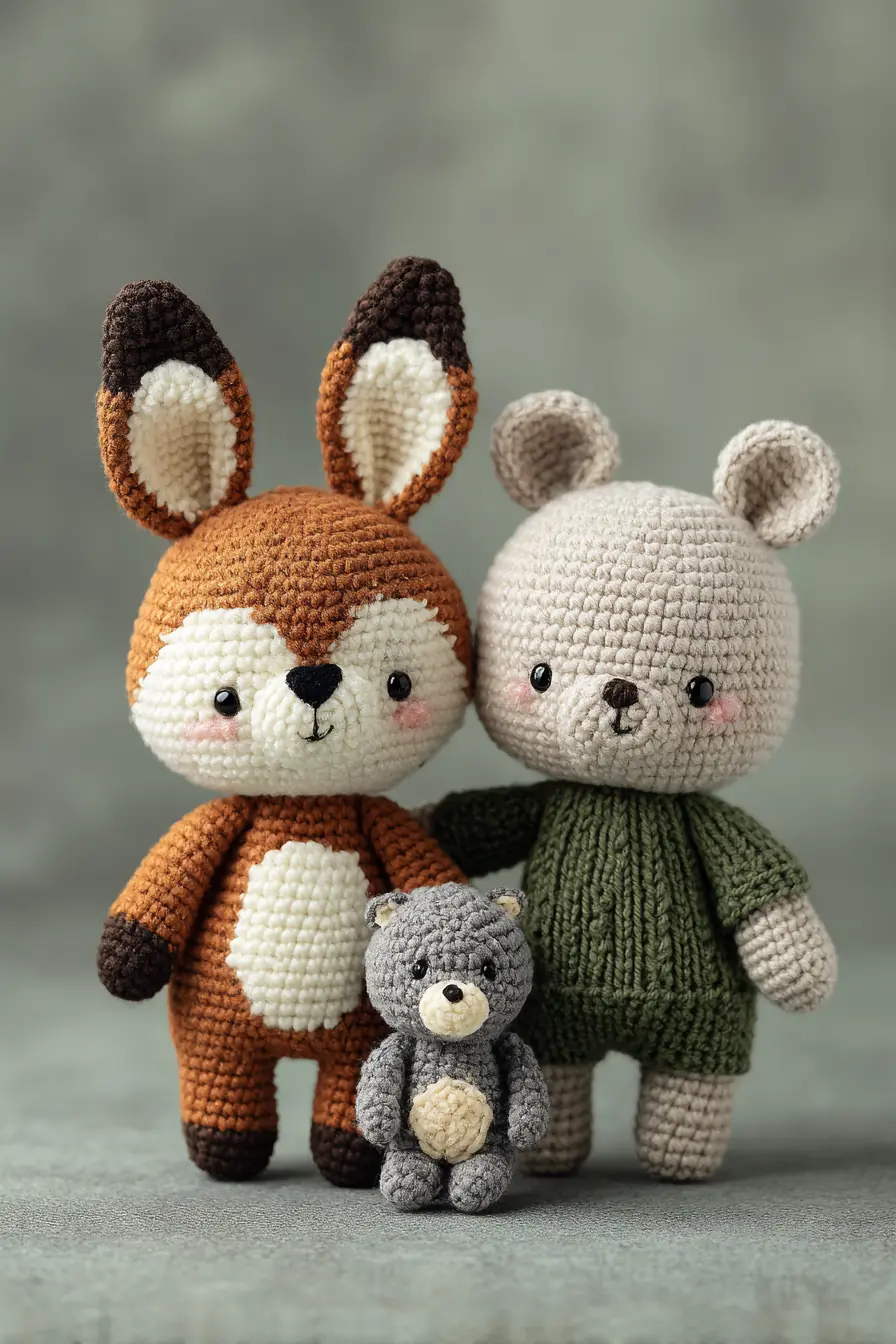 Amigurumi Fox, Bear & Tiny Bear Trio — Crochet Pattern Materials and Tips