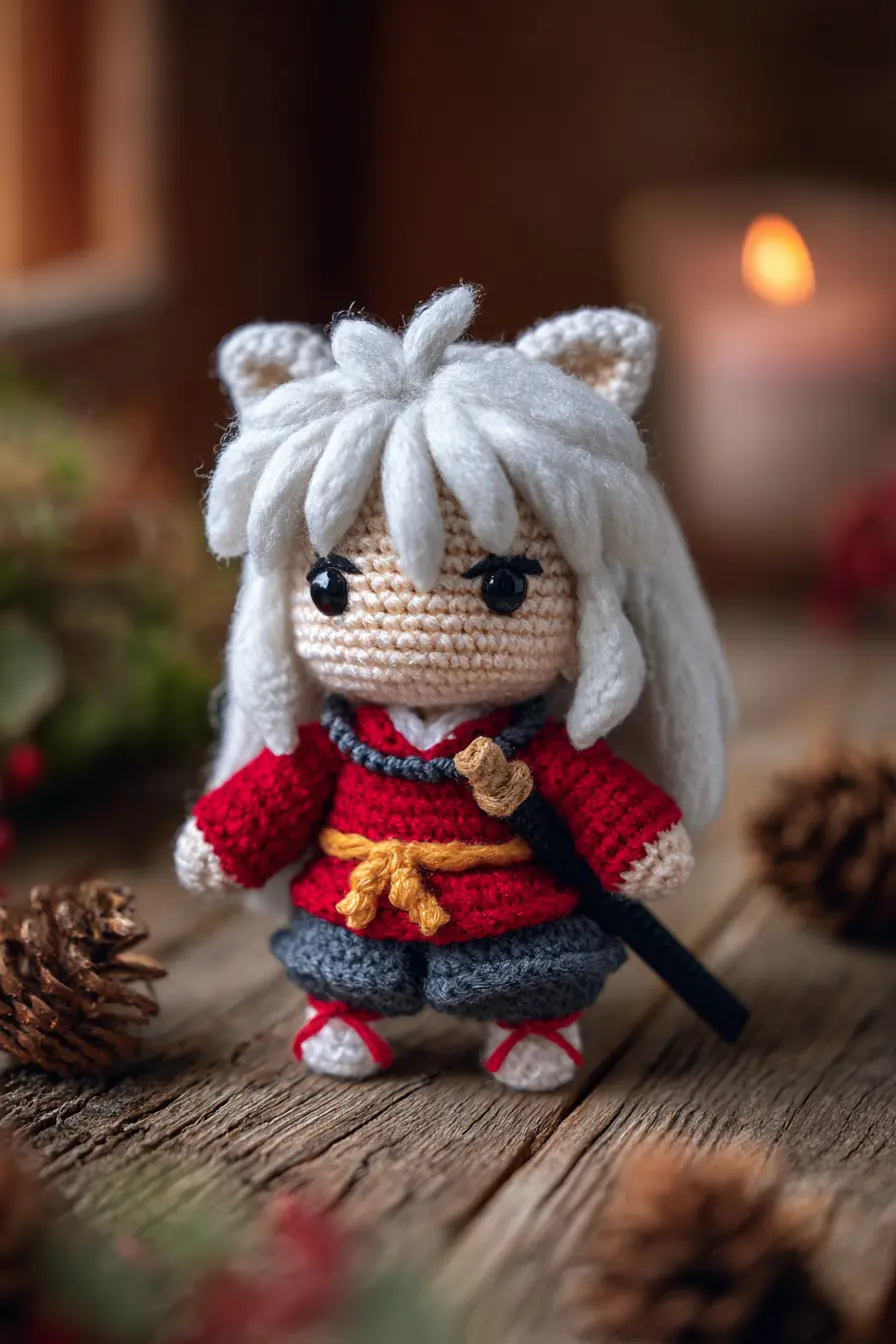 Amigurumi Fox‑Eared Warrior Doll — Crochet Pattern with Long Hair & Sword