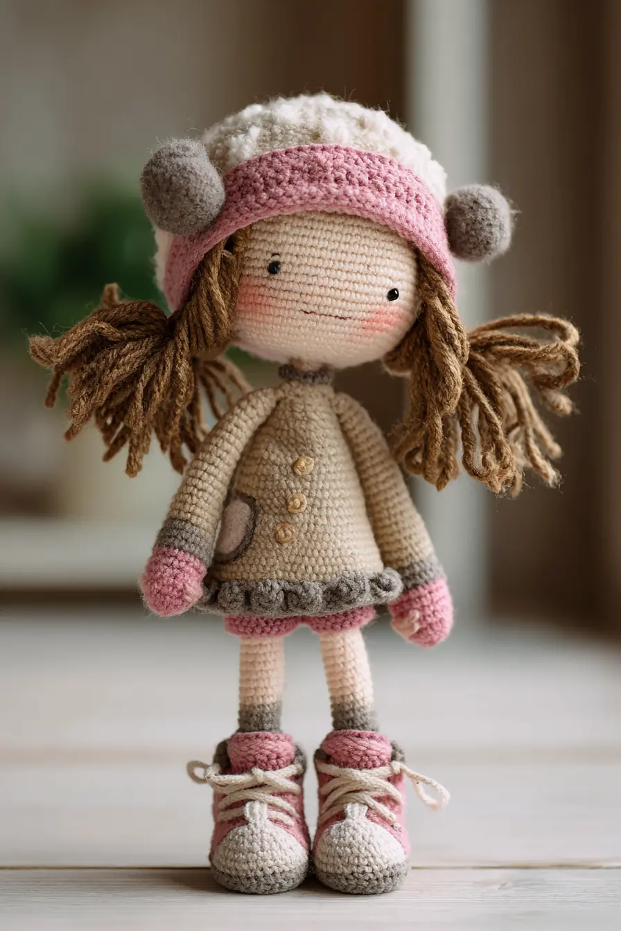 Amigurumi Cozy Winter Doll Pattern — Hat, Coat & Sneakers Crochet Toy