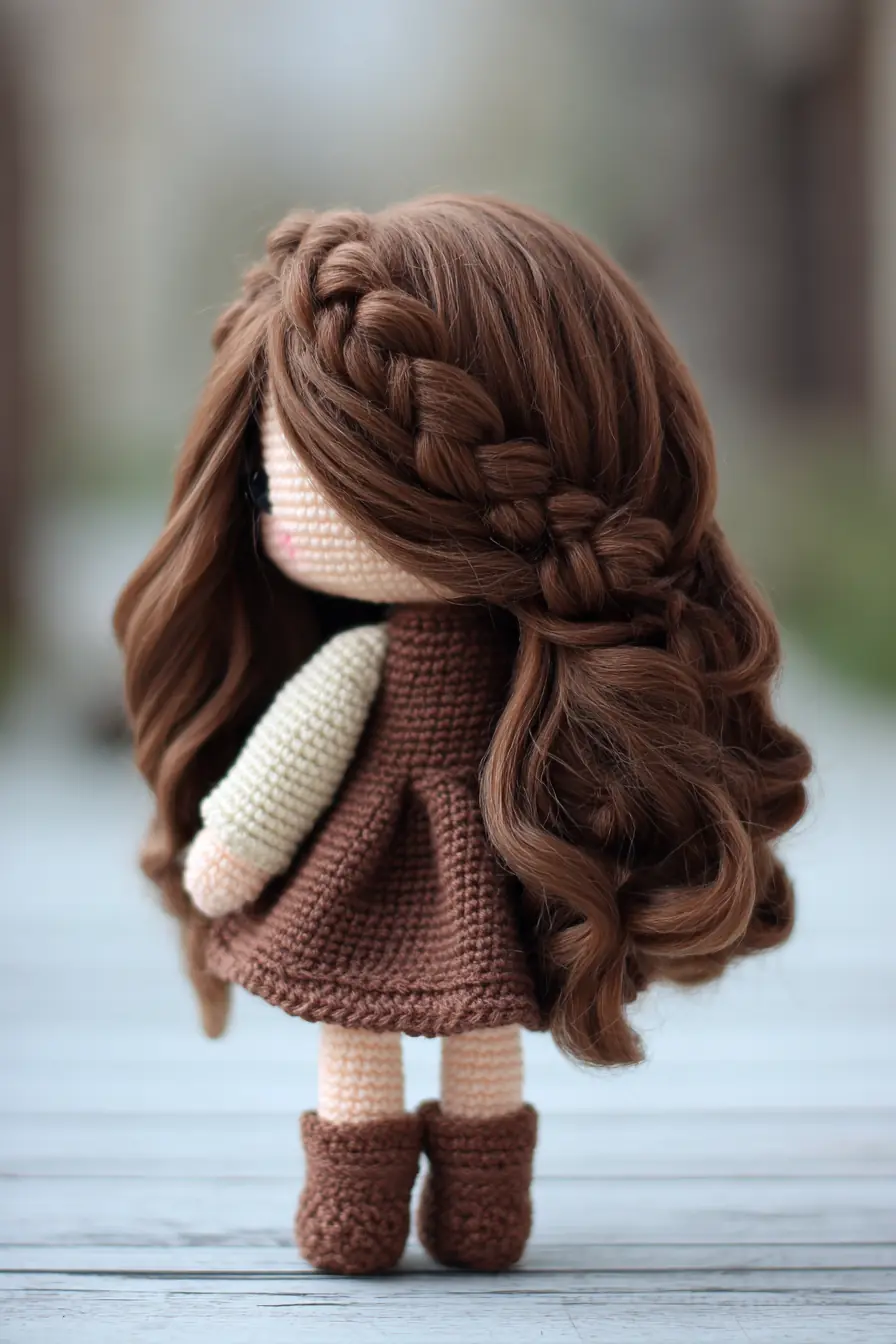 Amigurumi Braided-Hair Doll — Crochet Pattern for Dress, Boots & Long Curls