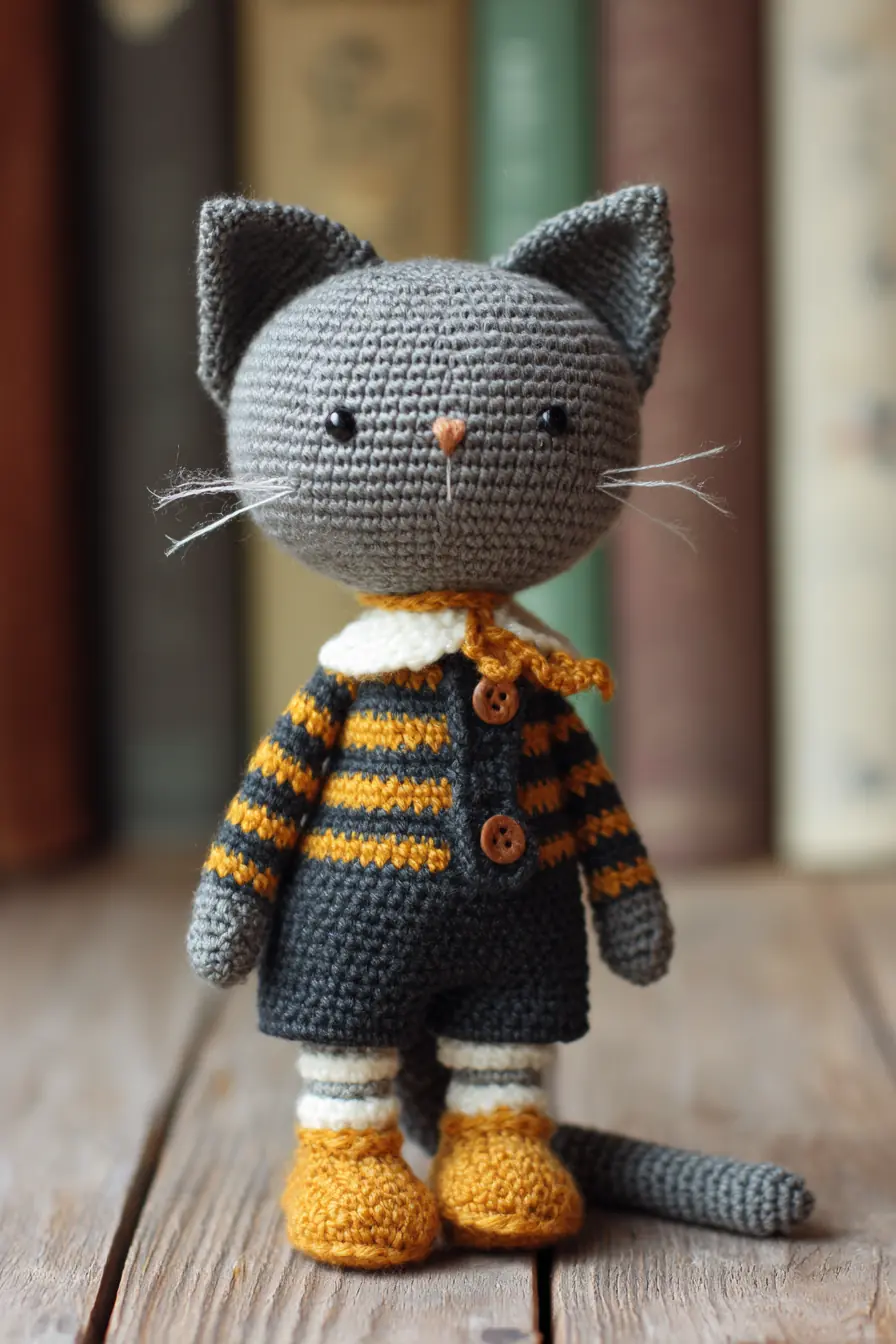 Amigurumi Crochet Cat — Gray Striped Doll with Outfit (Pattern & Tips)
