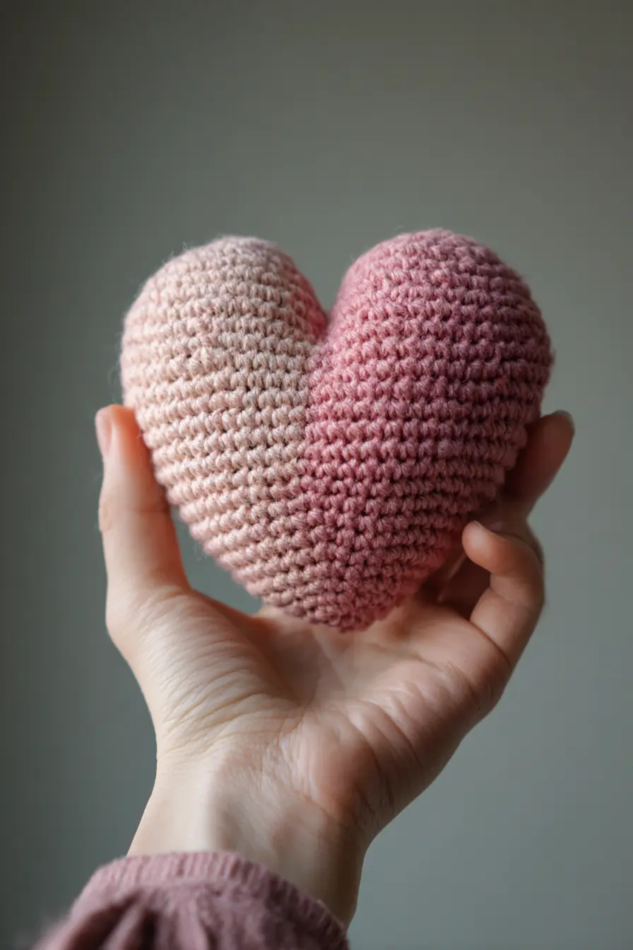 Amigurumi Crochet Heart — Pink Gradient Small Plush DIY Pattern