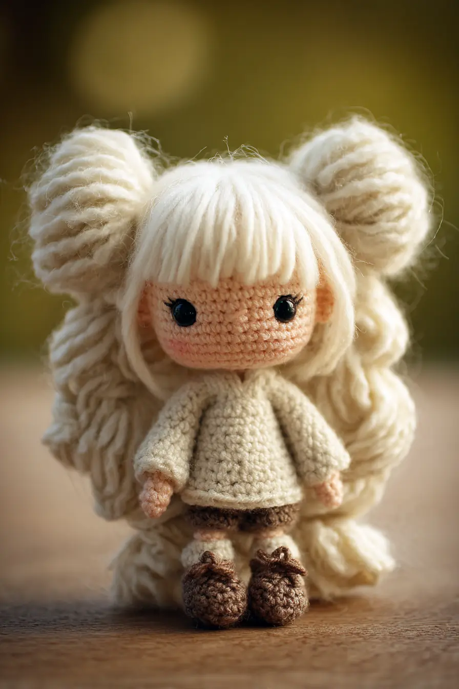 Amigurumi Crochet Doll — Petite Blonde Yarn Doll with Big Pigtails (Pattern Tips)