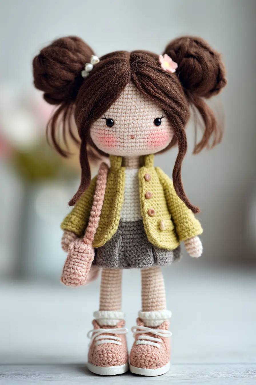 Amigurumi Crochet Doll — Cute 10 Girl with Jacket, Bag & Sneakers