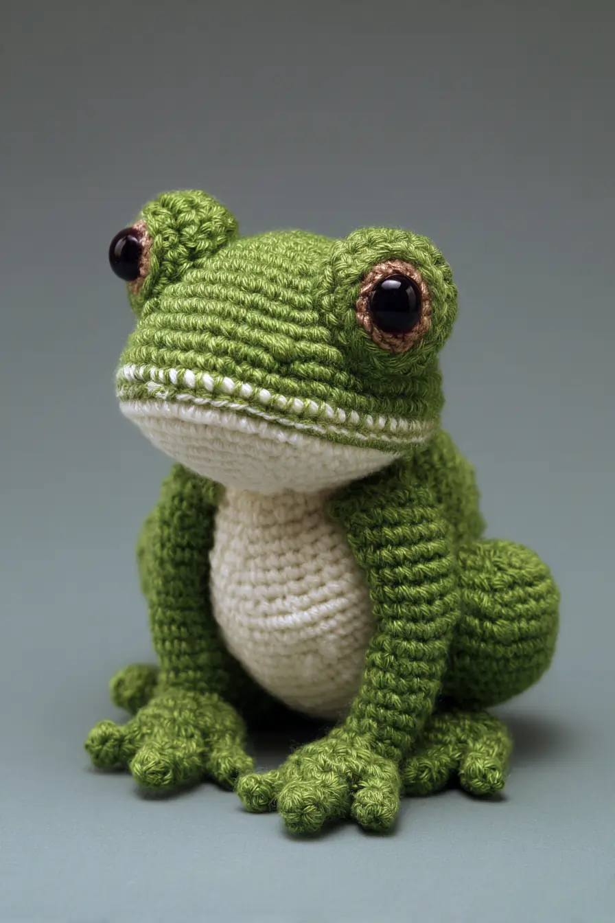 Amigurumi Frog Plush Pattern – Crochet Toy with Safety-Eye Options